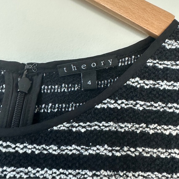 Theory Nikay Purposeful Striped Sleeveless Dress Tweed Fit & Flare Flounce - Picture 6 of 9